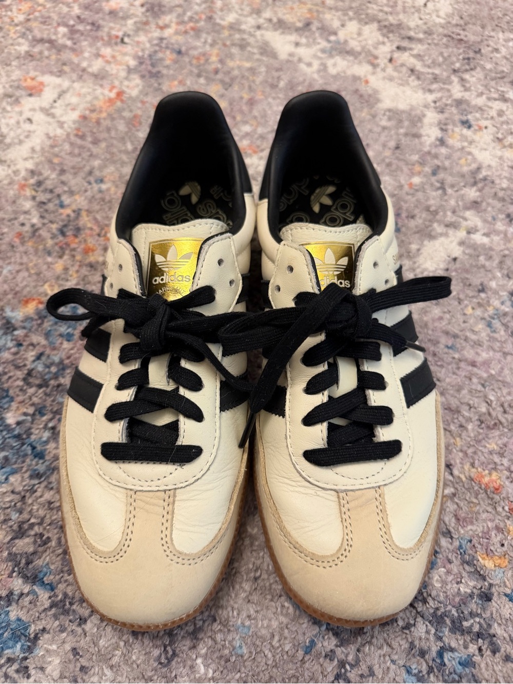 Adidas Cream and Black Classic Leather Sambas